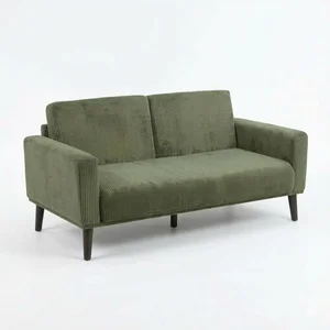 Sofa Upholstered Kain Corduroy untuk Ruang Tamu dan Kantor Resepsionis dengan Kaki Metal