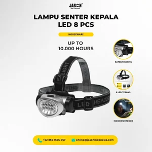 Senter Kepala LED 8 Pcs JASON - Lampu Senter Kepala