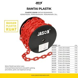 Rantai Plastik JASON (Plastic Chain) 6mm 8mm 10mm panjang 25 M 345-301 MERAH
