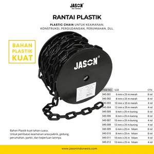 Rantai Plastik Serbaguna Hitam  JASON 6mm 8mm 10mm panjang 25M (Plastic Chain) 345-309
