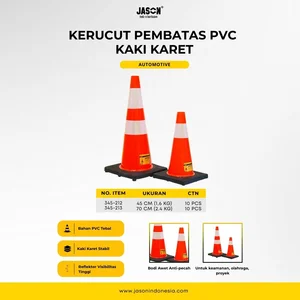 Traffic Cone Kerucut Pembatas PVC Kaki Karet 45 cm 70 cm JASON 345-212