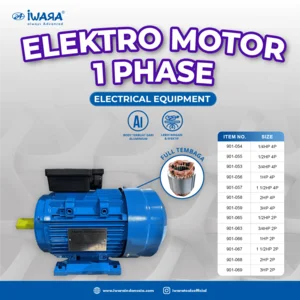 Electric Motor Single Phase Elektro Motor 1 Phase 220V up to 3HP IWARA