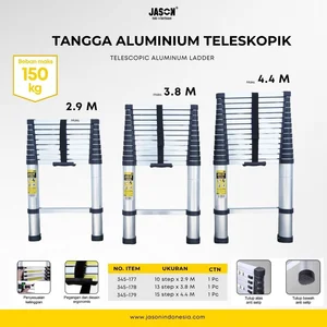 Tangga Teleskopik Aluminium 15 Step maks 4.4M Telescopic Ladder Jason - Tangga Lipat Multifungsi