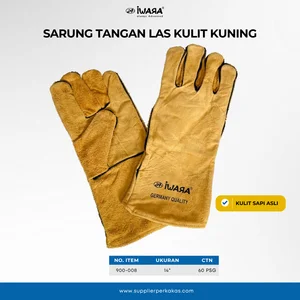 Sarung Tangan Las Kulit KUNING IWARA 14" Tahan Panas - Welding Gloves Sarung Tangan Welder 