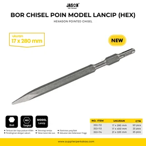 Mata Bor Chisel Point  Lancip 17 x 280mm Jason HEX - Hexagon Pointed Chisel