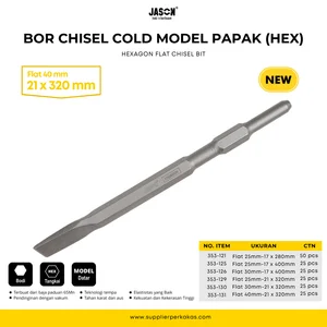 Mata Bor Chisel Flat 40mm - 21 x 320 mm Cold Flat JASON model HEX - Hexagon Flat Chisel 353-131