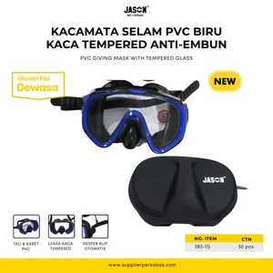 Kacamata Safety Kacamata Selam PVC Biru Kaca Tempered Anti-Embun Jason