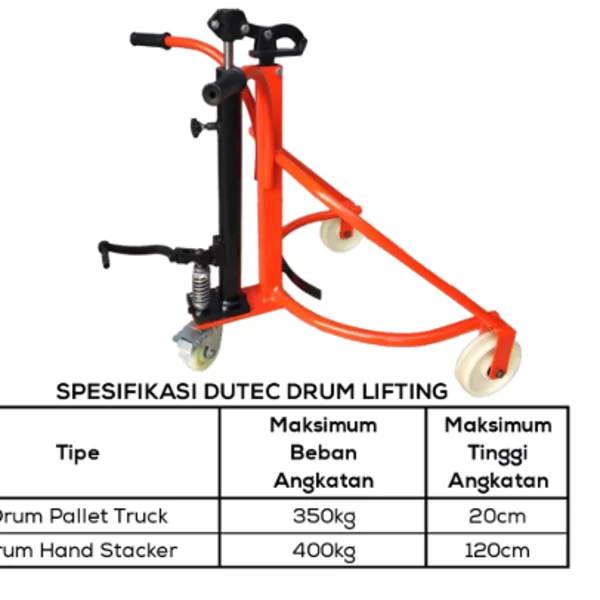 Dutec Drum Pallet Truck Kapasitas 350 Kg