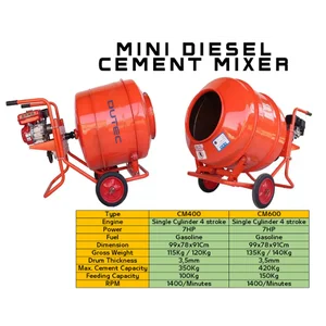 Dutec CM400 Mini Cement Mixer Mesin Bensin 350 Kg