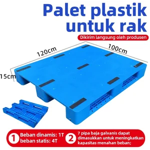 Pallet Plastik / flat-jaring /Biru - Hitam/2 way- 4 way