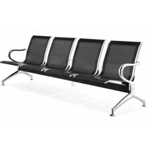 Kursi Tunggu Stainless Bandara 4 seat kokoh anti karat anti rayap Kursi Tunggu Warna Hitam
