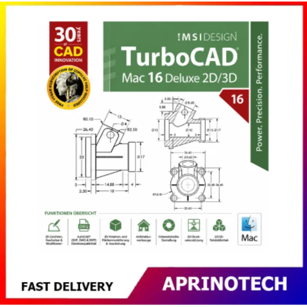 TurboCAD Mac 16 Designer 2D Lifetime - Aprinotech