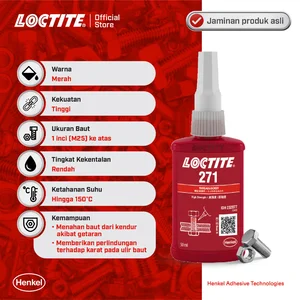 Henkel LOCTITE 271 Threadlocker Lem Baut - 50 ml