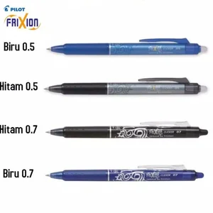 Ballpoint Pilot Frixion Clicker 0.7 Erasable Pen Biru & Hitam