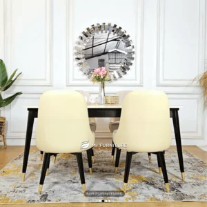 Set meja makan top marmer krem 170x85x75 cm dan kursi 4 pc - WA 082337158755 - Mr Furniture