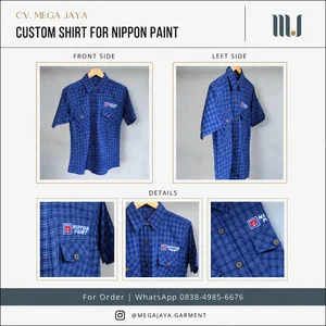 Kemeja Seragam Custom Motif Kotak Lengan Pendek