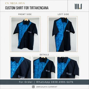 Custom Kemeja Perusahaan Model Polo Kombinasi Motif Batik