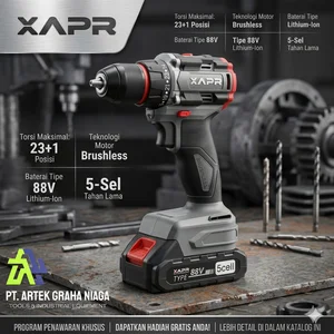Mesin Bor Cordless XAPR AP20+ Brushless 13mm Keyless Chuck Baterai LXT type 88v 