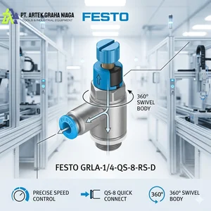 FESTO GRLA-1/4-QS-8-RS-D (534339) One Way Flow Control Valve / Speed Control Fitting Pneumatic
