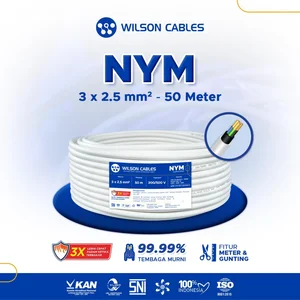 Kabel Listrik NYM 3x2.5 SNI (50 Meter) - Merek Wilson