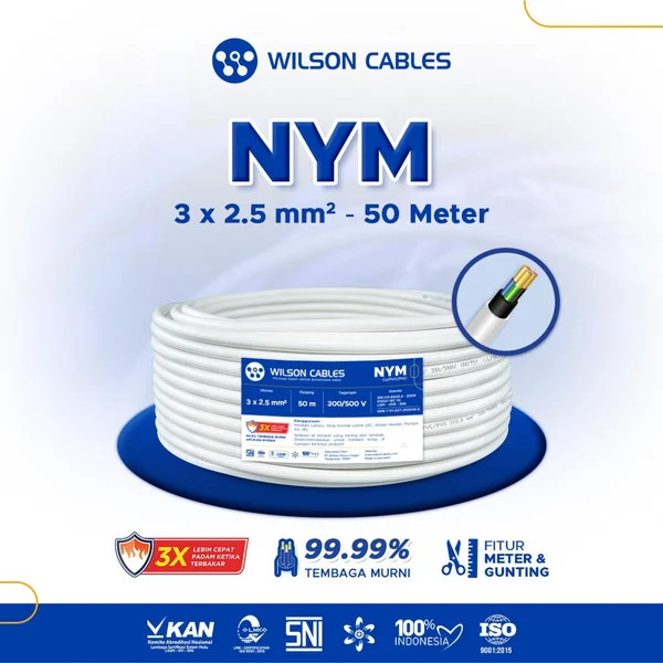 Kabel Listrik NYM 3x2.5 SNI (50 Meter) - Merek Wilson