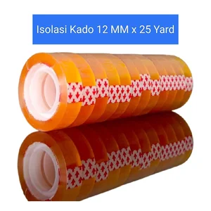 Isolasi Kado kecil 12mm x 25 Yard Selotip Bening isi 12 pcs Gulungan Tebal