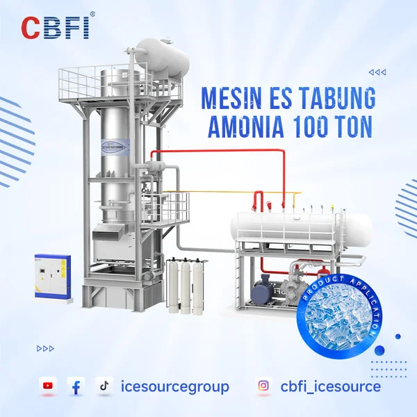 Mesin Es Tube CBFI AT100 dengan amonia - Kapasitas 60 80 95 100 Ton/Hari
