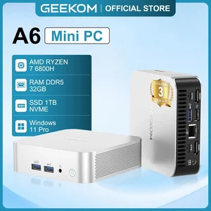 Geekom PC Mini Gaming A6 AMD Ryzen 7 6800H RAM 32GB DDR5 1TB SSD NVME Windows 11 Pro PC Upgradeable