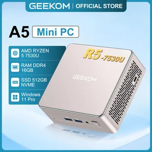 GEEKOM A5 Mini PC with AMD RYZEN 5 7530U 16GB RAM DDR4 512GB NVMe SSD Windows 11 Pro Garansi 3 Tahun - 16/512GB