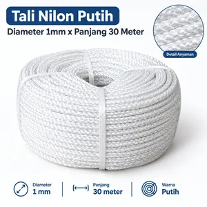 Tali Nilon Anyam Putih Diameter 1 mm Roll 30 Meter