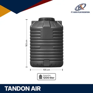 1200 Liter HDPE Water Storage Tank  Tangki Air Vertical Design 105 cm Diameter Black
