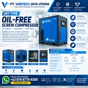 Dry Type Oil-Free Screw Compressor Kompresor Screw Bebas Oli untuk Industri PT. Vortech Jaya Utama