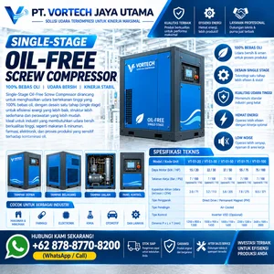Single-Stage Oil-Free Screw Compressor Kompresor Screw Oil Free Industri