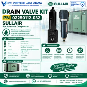 DRAIN VALVE KIT 02250112-032 SULLAIR – Spare Part Drain Valve Kompresor Screw Air Compressor
