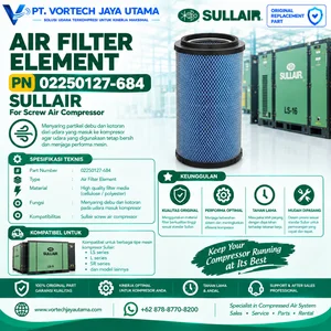 Air Filter Element Sullair 02250127-684 Filter Udara Kompresor Screw Original/OEM