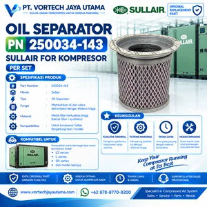 Oil Separator Sullair PN 250034-143 Separator Element Kompresor Screw Air Compressor
