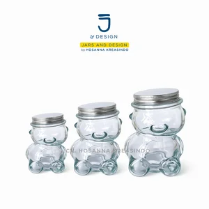Toples Kaca Teddy Bear 160ml untuk Hampers Makanan