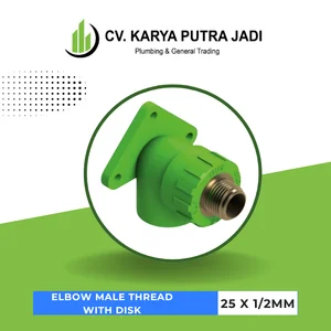 Fitting PPR Elbow Male Thread with Disk 25 mm x 1/2" Kelen Green