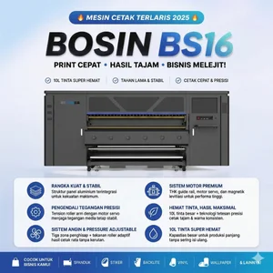 Mesin sublimasi industri BOSIN BS16 dengan sistem 16 head (MESIN SABLON)