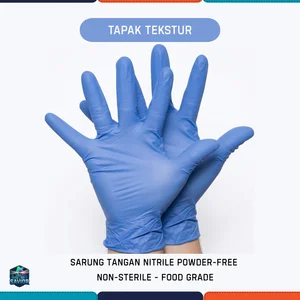 Sarung Tangan Nitrile Powder-Free Food Grade BIRU - Sarung Tangan Medis & Masak