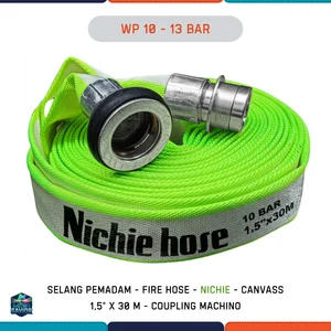 Selang Pemadam Kebakaran NICHIE HOSE Canvass 1.5" x 30M - Fire Hose 10 Bar Coupling Machino
