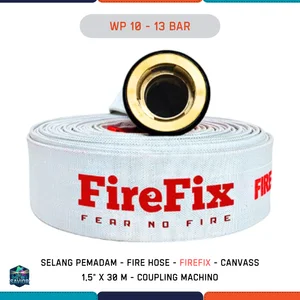 Selang Pemadam Kebakaran FIRE FIX Canvass 1.5" x 30M - Fire Hose 13 Bar Coupling Machino