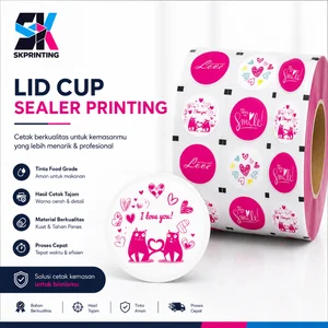 Lid Cup Sealer Printing Film Roll untuk Gelas Plastik dengan Desain Custom