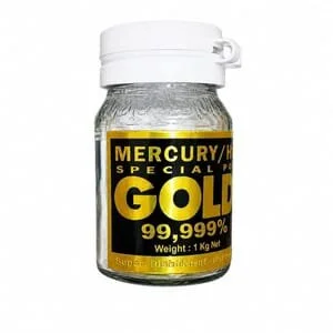 Liquid Mercury Gold kemurnian 99'999% kemasan 1kg 