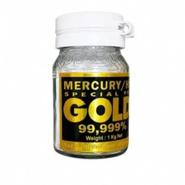 Liquid Mercury Gold kemurnian 99'999% kemasan 1kg 