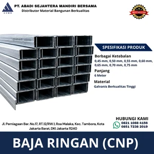Baja Ringan CNP Galvanis Panjang 6 Meter Pilihan Tebal 0.45–0.75 mm