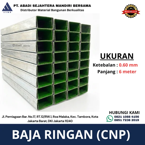 Batang Baja Ringan CNP 6 Meter dengan Ketebalan 0.60 mm