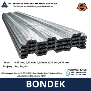 Bondek Floordeck Berprofil Tebal 0,55–0,75 mm Pilihan Panjang 4–6 Meter