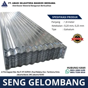 Atap Galvalum / Seng Gelombang Panjang 1.8m Tebal 0.20mm dan 0.25mm