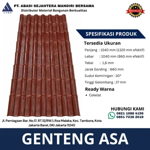 Genteng Metal ASA Tebal 1.6mm Ukuran 1540x1040mm